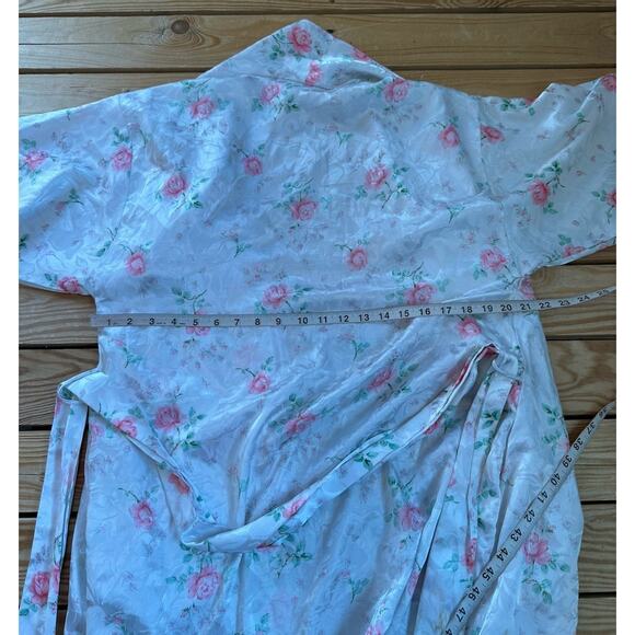 Vintage Christian Dior Floral Silk Robe Size Small Women’s White - Picture 5 of 7
